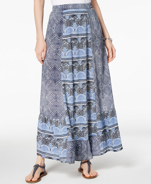 Mixed-Print Maxi Skirt